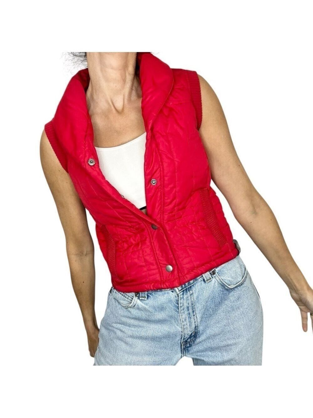 Spiewak & Sons NY red Primaloft fitted snap front puffer vest XS